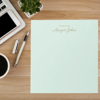 Bloco De Notas Monograma Moderno Simples Elegante Verde Menta & D