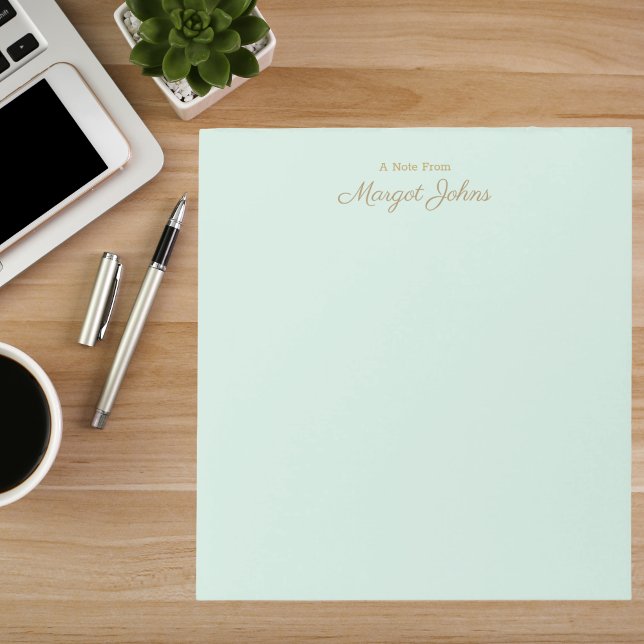 Bloco De Notas Monograma Moderno Simples Elegante Verde Menta & D (Criador carregado)