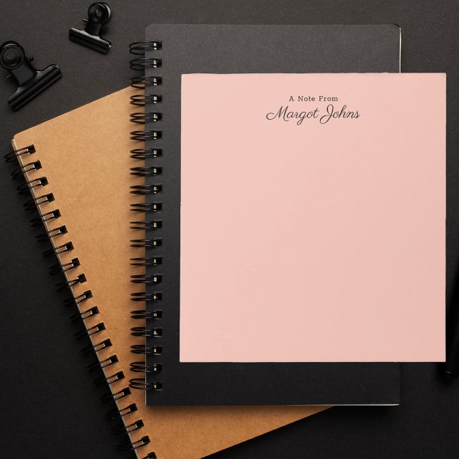Bloco De Notas Monograma moderno - Simples - Lente Rosa e Preto (Criador carregado)