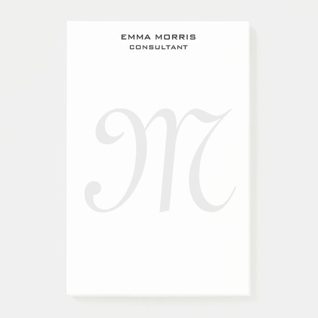 Bloco De Notas Monograma Moderno Simples Minimalista Simples (Frente)