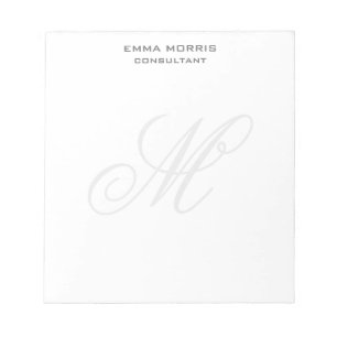 Bloco De Notas Monograma Moderno Simples Minimalista Simples