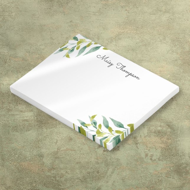Bloco De Notas Monograma Nome de Floresta Floral (Floral Meadow Greenery Monogram Name Post-it Notes)