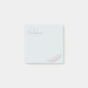 Bloco De Notas Monograma Nome personalizado Angel Feather Blue Ci