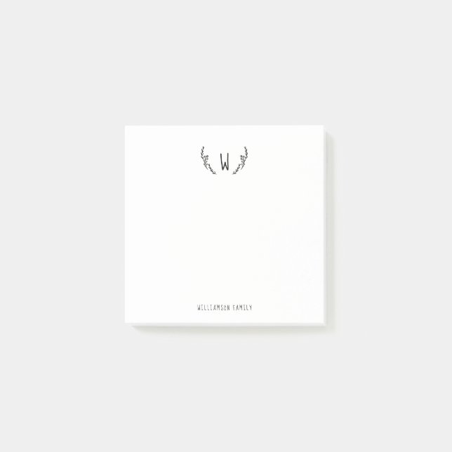 Bloco De Notas Monograma & nome personalizados simples do ramo do (Frente)