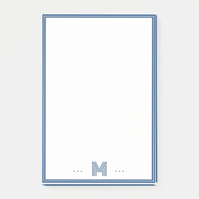 Bloco De Notas Monograma Personalizado com Borda Azul-Marinho (Frente)
