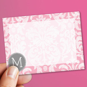 Bloco De Notas Monograma Personalizado de Cor damasco Rosa e Past