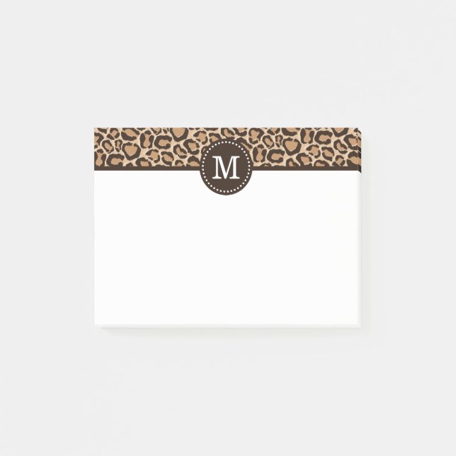 Bloco De Notas Monograma Personalizado de Impressão Castanho e Le (Frente)