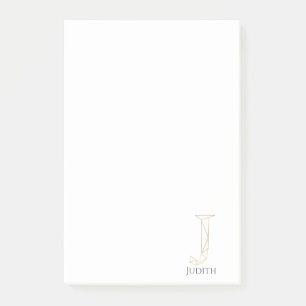 Bloco De Notas Monograma Personalizado de Letra J em Ouro Moderno