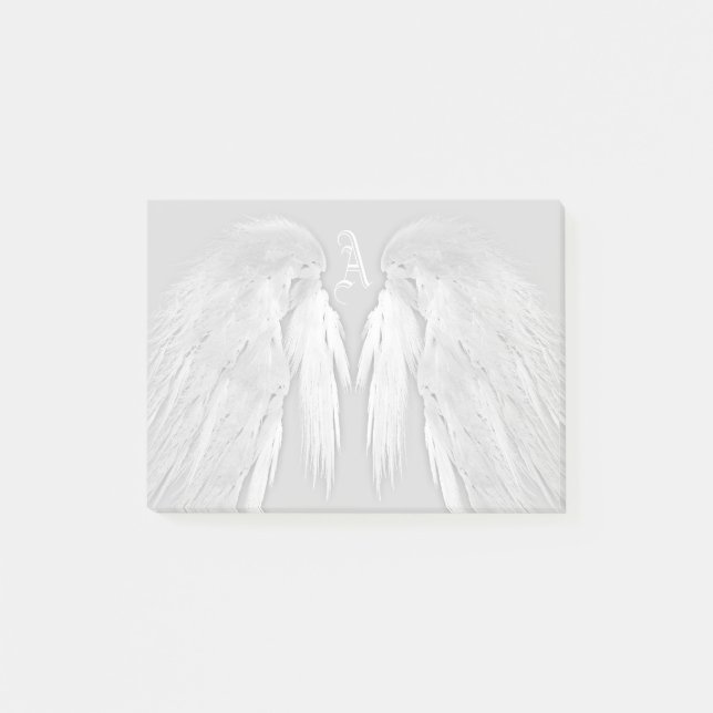 Bloco De Notas Monograma Personalizado de Penas Tocadas de Cinzas (Frente)