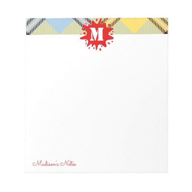 Bloco De Notas Monograma Personalizado de Script de Apresentação  (Frente)