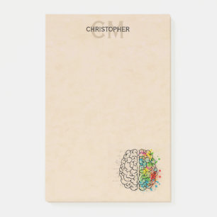 Bloco De Notas Monograma Personalizado Do Cérebro Humano Esquerd