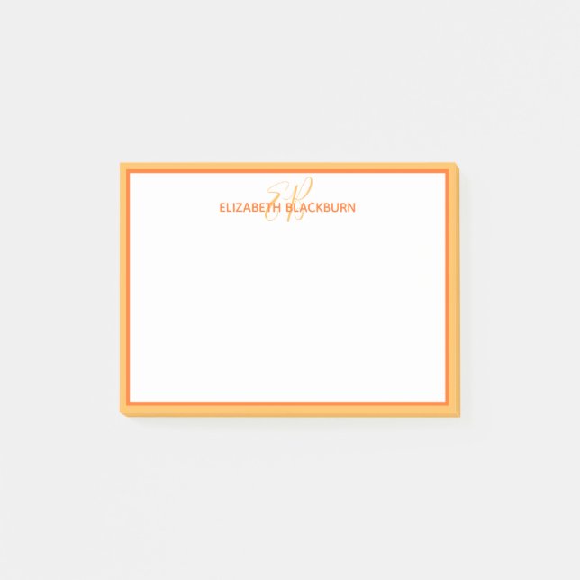 Bloco De Notas Monograma Personalizado Nome Inicial Simples Laran (Frente)
