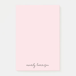 Bloco De Notas Monograma Personalizado Rosa Bege Chic Minimalista