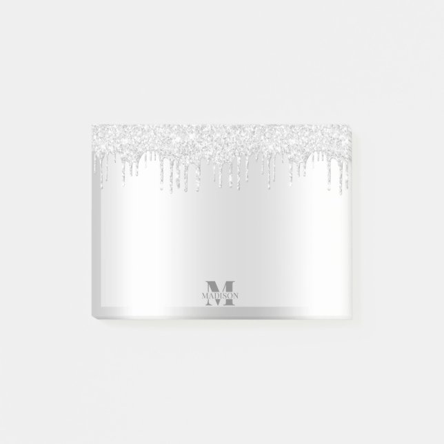 Bloco De Notas Monograma Platinum Silver Drivers Glitter Metálico (Frente)