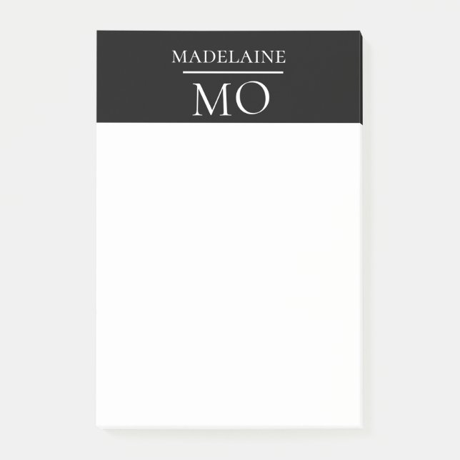 Bloco De Notas Monograma Preto Branco (Frente)