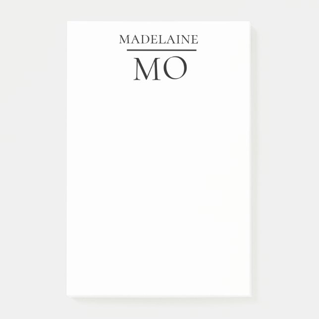 Bloco De Notas Monograma preto branco (Frente)