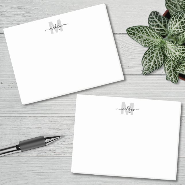 Bloco De Notas Monograma Preto e Branco (Black White Monogram Post-it Notes)