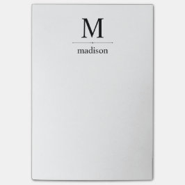 Bloco De Notas Monograma preto e branco clássico simples