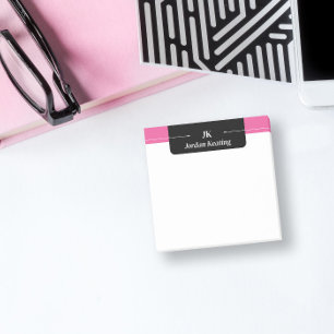Bloco De Notas Monograma preto e rosa quente