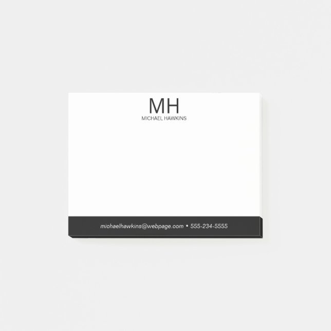Bloco De Notas Monograma Preto Masculino (Frente)