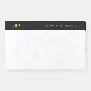 Bloco De Notas Monograma Profissional Elegante Dourado Simples