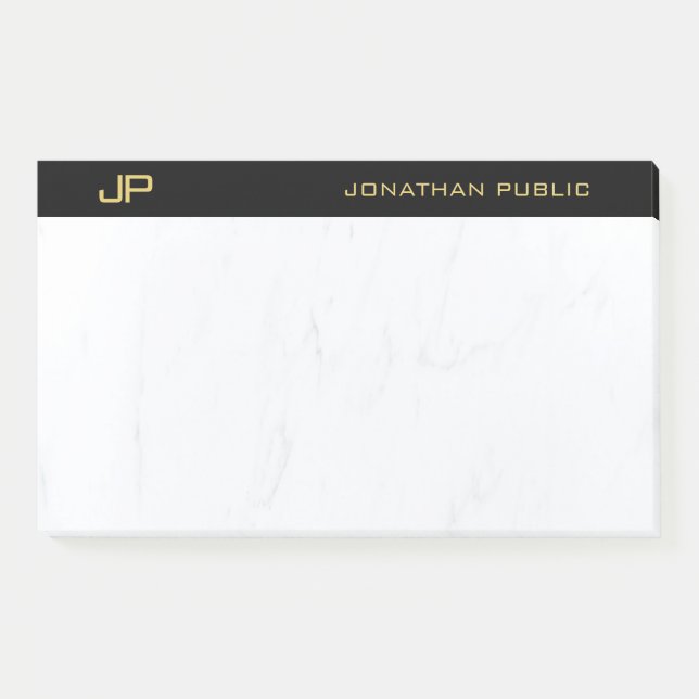 Bloco De Notas Monograma Profissional Moderno Dourado Simples (Frente)