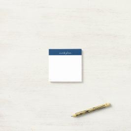 Bloco De Notas Monograma Profissional Moderno Nome Completo Azul 