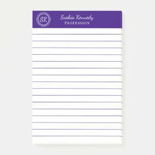 Bloco De Notas Monograma profissional roxo elegante