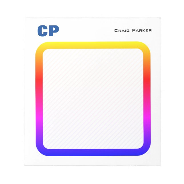 Bloco De Notas Monograma Profissional Simples Minimalista em Negr (Frente)