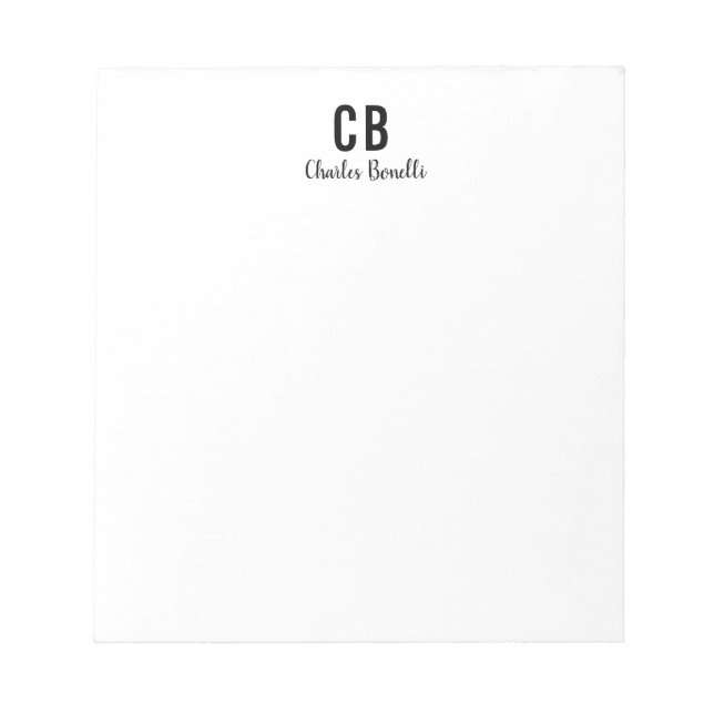 Bloco De Notas Monograma Profissional Simples Minimalista Moderno (Frente)