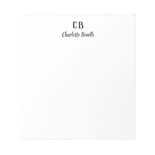 Bloco De Notas Monograma Profissional Simples Minimalista Moderno (Frente)