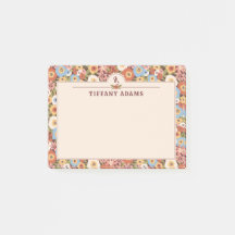 Monograma Retro de Flores Ditsy Abstratas