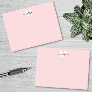 Bloco De Notas Monograma Rosa Corado