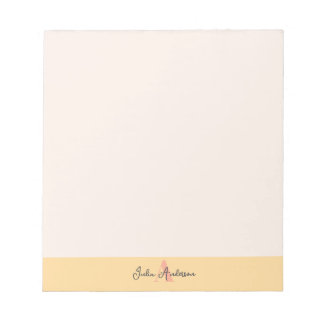 Bloco de Notas Monograma Rosa e Amarelo
