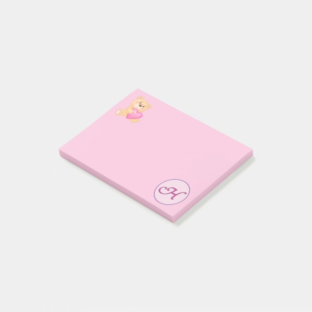 Bloco De Notas Monograma Rosa H (Inclinado)