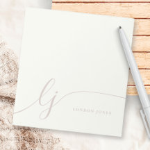 Monograma Rosa Moderno Mínimo Feminina Rosa Ivory