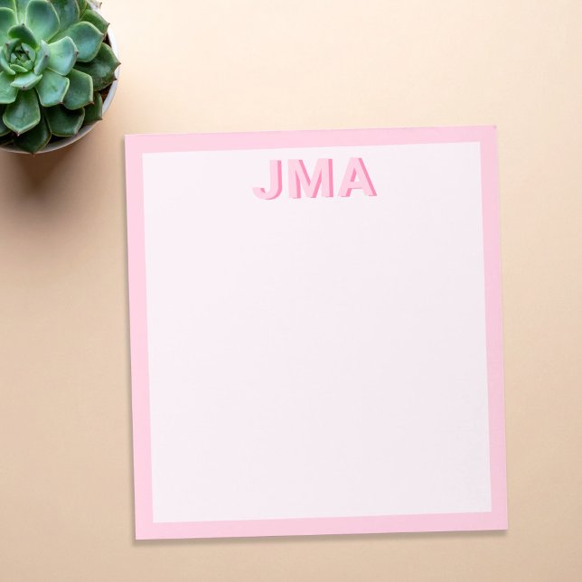 Bloco De Notas Monograma Rosa Moderno Simples (Criador carregado)