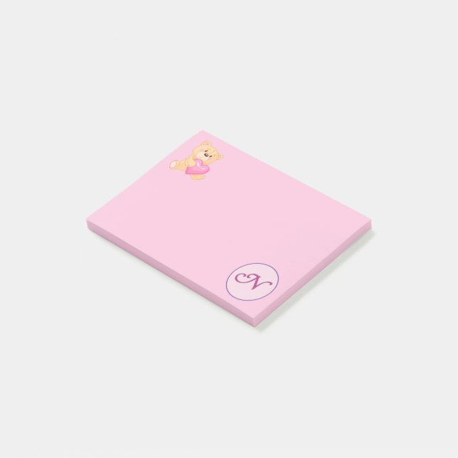 Bloco De Notas Monograma Rosa N (Inclinado)
