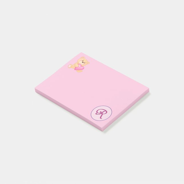 Bloco De Notas Monograma Rosa R (Inclinado)