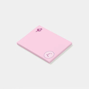 Bloco De Notas Monograma Rosa Rosa Rosa L