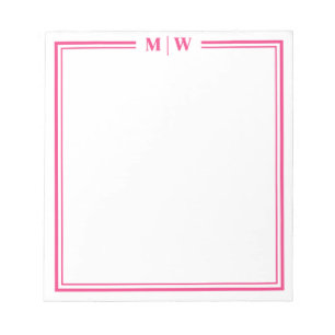 Bloco De Notas Monograma Rosa Vibrante