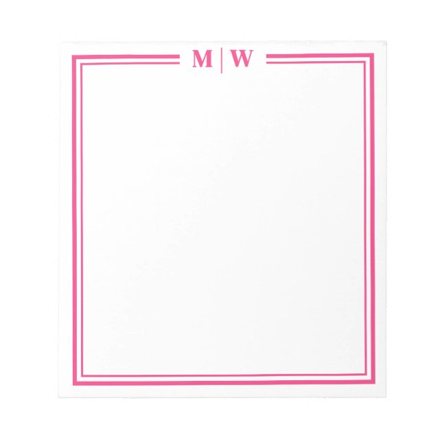 Bloco De Notas Monograma Rosa Vibrante (Frente)