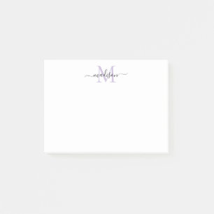 Bloco De Notas Monograma roxo de Script Girly Chic Moderno Cute