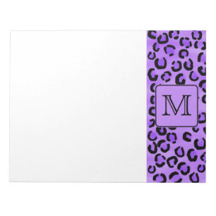 Bloco De Notas Monograma roxo do costume do impressão do leopard