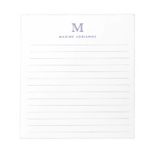 Bloco De Notas Monograma Roxo Magenta de Pré-Disquete Simples Mo
