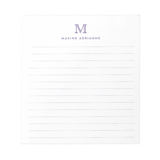 Bloco De Notas Monograma Roxo Magenta de Pré-Disquete Simples Mod (Frente)
