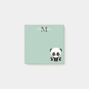 Bloco De Notas Monograma Sentado Sentado Panda Personalizado Sábi