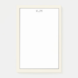 Bloco De Notas Monograma Simples Creme e Preto