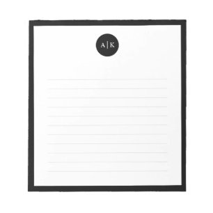 Bloco De Notas Monograma Simples Moderno Mínimo de Círculo Bran