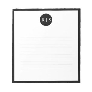 Bloco De Notas Monograma Simples Moderno Mínimo de Círculo Branco